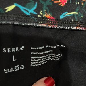 Black leggings from serra size large cotton and spandex fireworks on waist